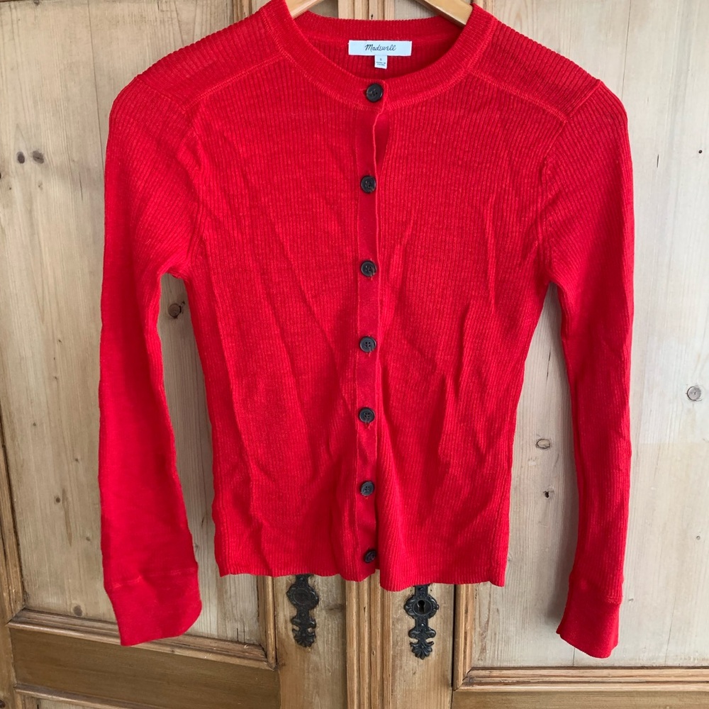 Madewell red Button-Up Cardigan Sweater